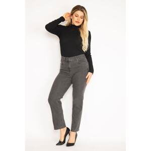 Şans Women's Plus Size Smoked Jeans with 5 Pockets