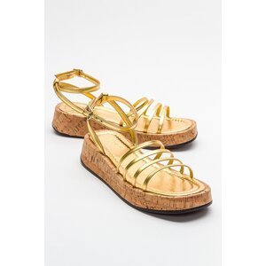 LuviShoes ANGELA Women's Metallic Gold Sandals