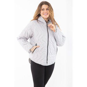 Şans Women's Plus Size Gray Front And Pocket Zippered Hooded Lined Quilted Coat