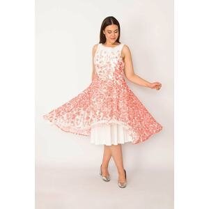 Şans Women's Plus Size Pomegranate Back Zipper Lined Lace Dress