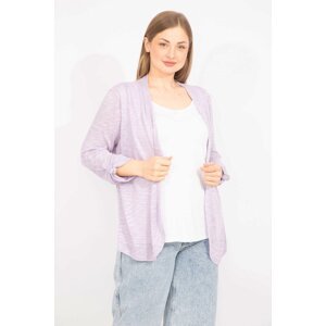 Şans Women's Lilac Plus Size Double Look One Piece Sleeve Detailed Blouse