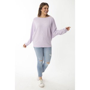 Şans Women's Plus Size Lilac Bat Sleeve Striped Wool Viscose Blouse