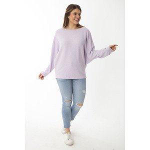 Şans Women's Plus Size Lilac Bat Sleeve Striped Wool Viscose Blouse