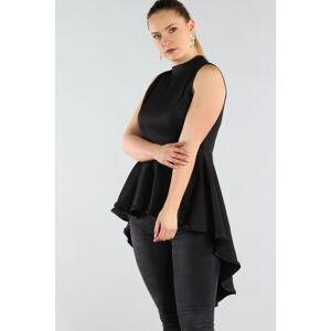 Şans Women's Large Size Black Back Detailed Tunic