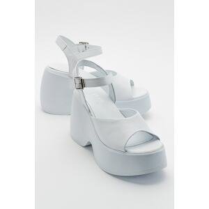LuviShoes Abbon Women's White Skin Genuine Leather Sandals