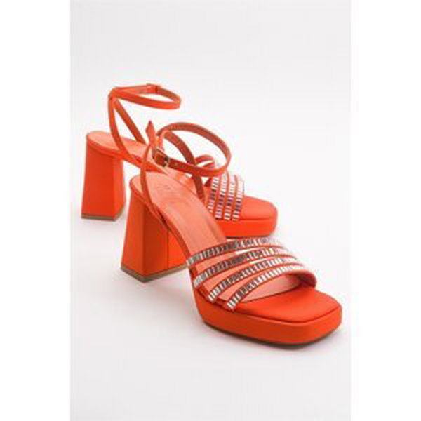 LuviShoes Nove Orange Women's Heeled Shoes