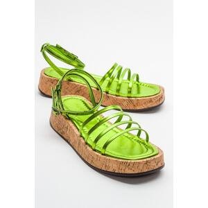 LuviShoes ANGELA Women's Metallic Green Sandals