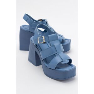 LuviShoes Women's Prek Blue Heeled Sandals