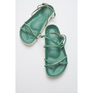 LuviShoes Muse Women's Green Genuine Leather Sandals