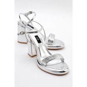 LuviShoes POSSE Silver Metallic Women's Heeled Shoes