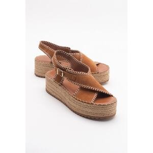 LuviShoes Bellezza Brown Suede Genuine Leather Women's Sandals