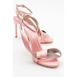 LuviShoes Pares Pink Satin Women's Heeled Shoes