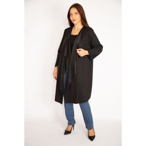 Şans Women's Large Size Black Casual Collar Cape