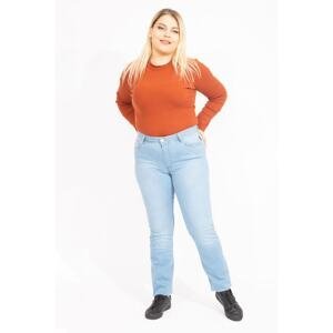 Şans Women's Plus Size Blue 5-Pocket Lycra Jeans