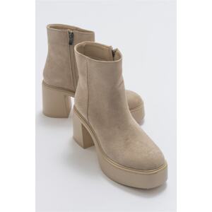 LuviShoes West Women's Beige Suede Boots