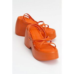 LuviShoes PLOT Women's Orange Wedge Heel Sandals