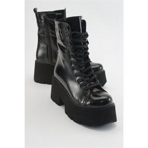 LuviShoes MORTON Black Crease Patent Leather Women's Boots.