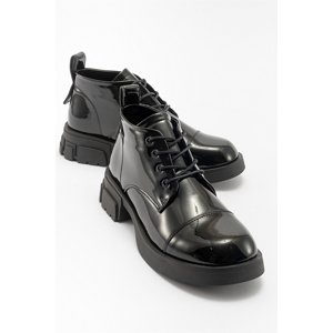 LuviShoes LAGOM Black Patent Leather Women's Boots