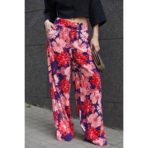 Madmext Navy Blue Patterned Wide Leg Trousers