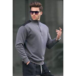 Madmext Smoky Zipper Collar Basic Men's Sweatshirt 6157