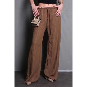 Madmext Brown Pocket Wide Leg Women's Trousers