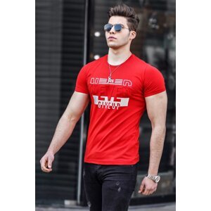 Madmext Embossed Print Red Men's T-Shirt 4594