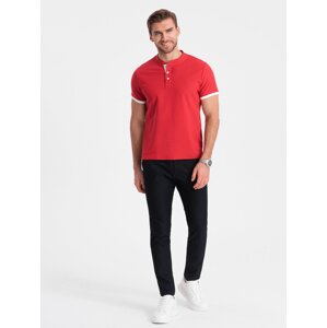 Ombre Men's collarless polo shirt - red