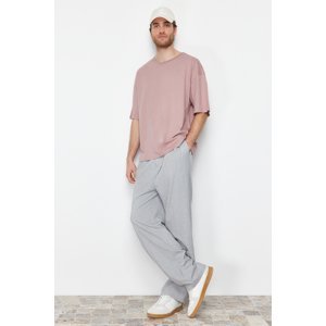 Trendyol Dried Rose Oversize/Wide Cut Basic 100% Cotton T-Shirt