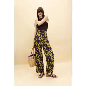 DEFACTO Patterned Wide Leg Palazzo Viscose Trousers