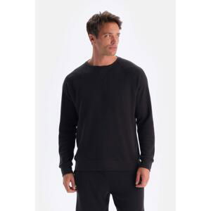 Dagi Black Crew Neck Long Sleeve Waffle Sweatshirt