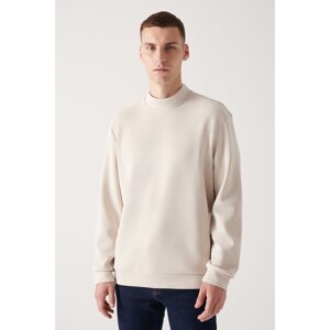 Avva Men's Beige Half Turtleneck Soft Touch Regular Fit Sweatshirt