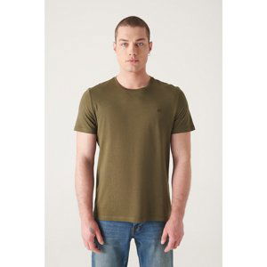 Avva Men's Khaki Ultrasoft Crew Neck Cotton Slim Fit Slim-Fit T-shirt