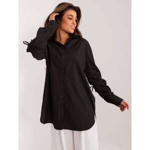 Black long oversize shirt with collar