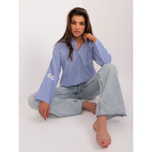 Blue-white women's shirt with collar
