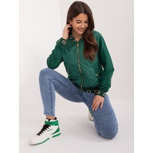 Green bomber jacket with decorative cuffs