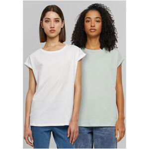 Women's T-Shirt Extended Shoulder Tee - 2pcs - Mint+White