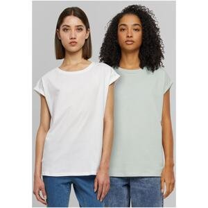 Women's T-Shirt Extended Shoulder Tee - 2pcs - Mint+White