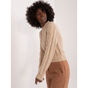 Beige short sweater with cables from MAYFLIES