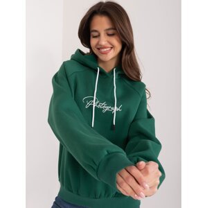 Dark green hoodie with lettering