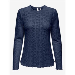 Dark blue women's lace t-shirt ONLY Medelina - Women