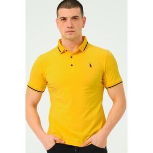 T8586 DEWBERRY MEN'S POLO NECK T-SHIRT-LIGHT YELLOW