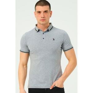 T8586 DEWBERRY MEN'S POLO NECK T-SHIRT-GREY-2