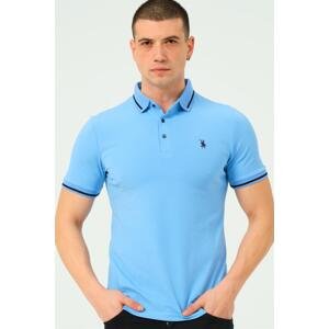 T8586 DEWBERRY MEN'S POLO NECK T-SHIRT-PLAIN LIGHT BLUE