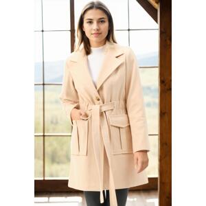 Z6778 DEWBERRY WOMEN'S COAT-DARK BEIGE