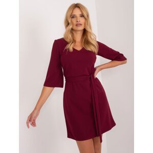 Burgundy cocktail dress with 3/4 sleeves