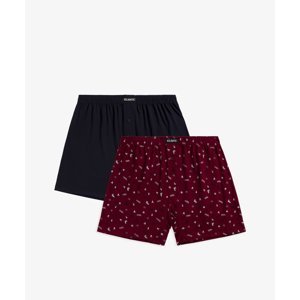 Men's Classic Boxer Shorts ATLANTIC with Buttons 2PACK - navy blue, burgundy