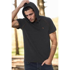 T8570 DEWBERRY HOODED MEN'S T-SHIRT-DARK ANTHRACITE