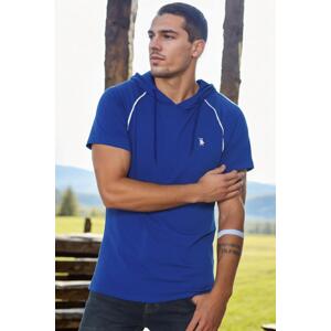 T8570 DEWBERRY HOODED MEN'S T-SHIRT-OUTDOOR SAX