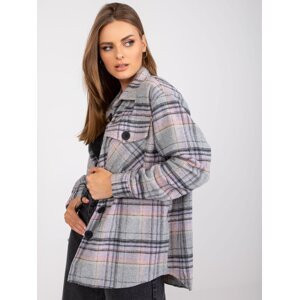 Solomia plaid shirt in grey and pink with long sleeves