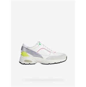 White Women's Sneakers with Leather Details Geox Alhour - Women